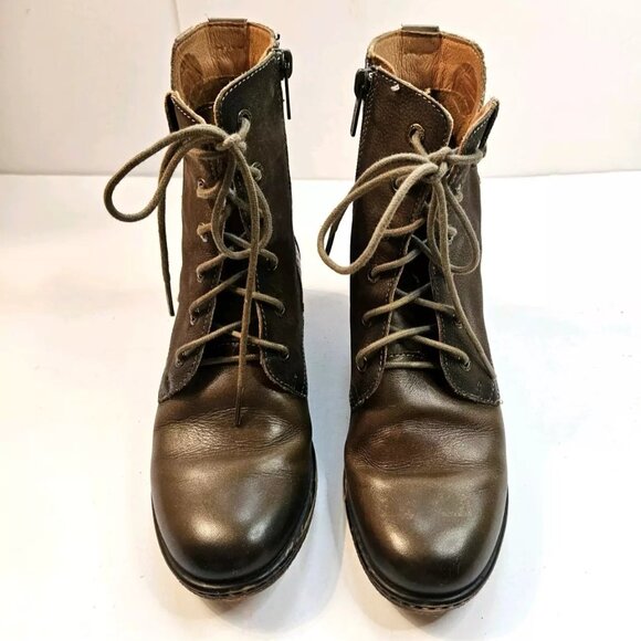 Pikolinos Zaragoza Moss Brown Leather Lace-Up Side Zip Ankle Boots EUR 39 US 8 - Picture 2 of 16